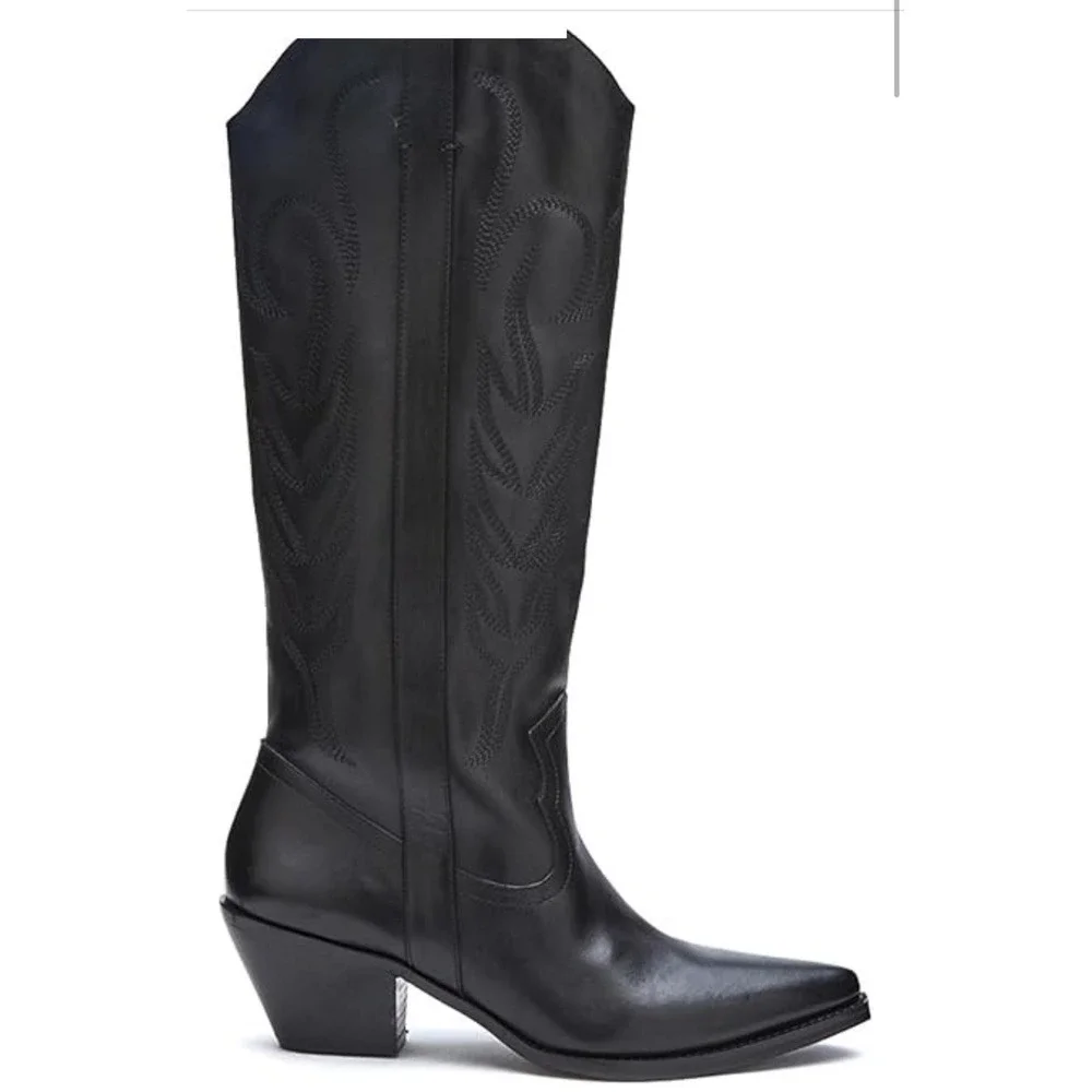 Matisse coconuts‎ Agency Black Cowgirl Boot Black Leather Size 7. NWB